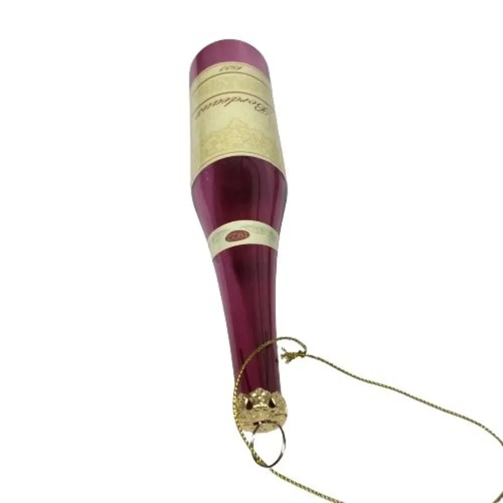 Old World Red Wine Bottle 1922 Bordeaux Glass Christmas Holiday Ornament SCF 6